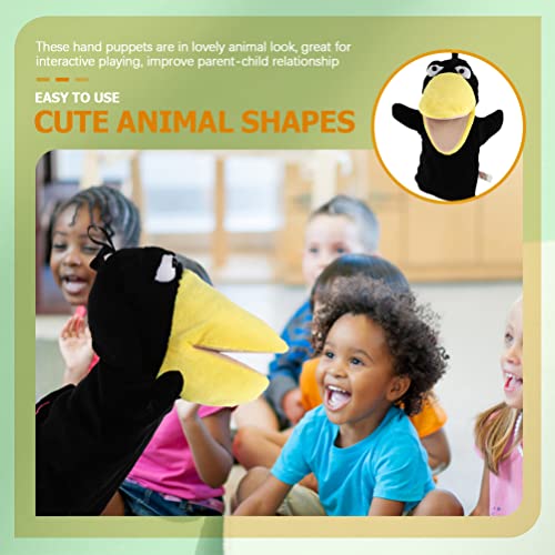TOYANDONA 2Pcs Hand Puppets for Kids, Plush Animal Hand Puppet Toy with Movable Mouth, Toddlers Kids Storytelling, Teaching, Role-Play Toy Puppets (Crow+Fox)