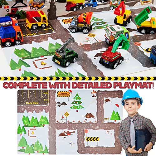 KreativeKraft Advent Calendar 2023 Kids Car Advent Calendars with 24 Diecast Mini Racing Cars or Construction Trucks, Countdown To Christmas Calendars Boys Girls (Construction Trucks)