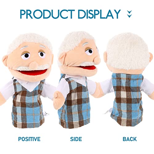 ibasenice Hand Puppets Storytime Figure Puppets Grandpa Puppet Toys Educational Hand Puppet for Christmas Party Kids Child Shows Playtime Schools