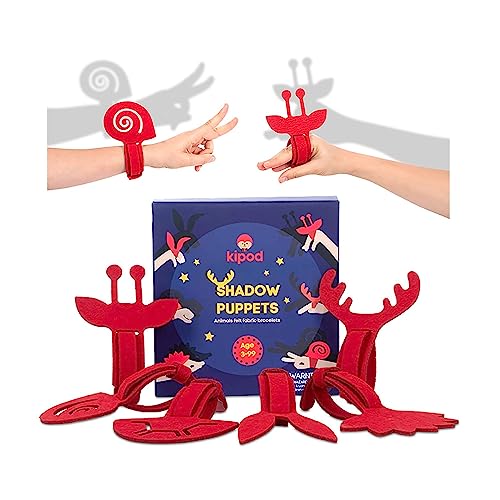 Kipod Hand Shadow Puppets Bracelets Kit – 6 Kids Wristbands with Animal Shapes to Create Fun Shadow Theatre Creatures for Open-Ended, Imaginative Play – Waldorf Toys for Kids Age 3+