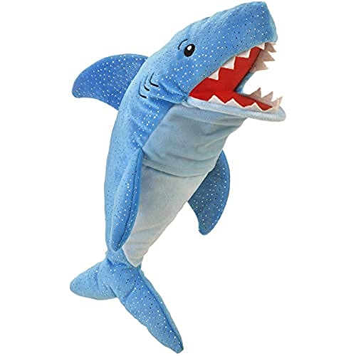 Fiesta Crafts Shark Hand Puppet for Kids - Soft & Interactive Shark Toy with Moving Mouth & Arms for Role Play, Creativity & Sensory Skills - Gift Toys for 3 Year Old Boys & Girls