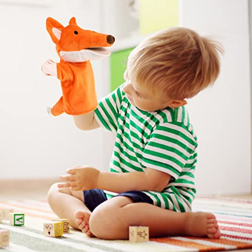 TOYANDONA 2Pcs Hand Puppets for Kids, Plush Animal Hand Puppet Toy with Movable Mouth, Toddlers Kids Storytelling, Teaching, Role-Play Toy Puppets (Crow+Fox)