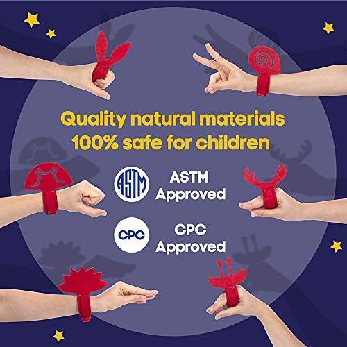 Kipod Hand Shadow Puppets Bracelets Kit – 6 Kids Wristbands with Animal Shapes to Create Fun Shadow Theatre Creatures for Open-Ended, Imaginative Play – Waldorf Toys for Kids Age 3+