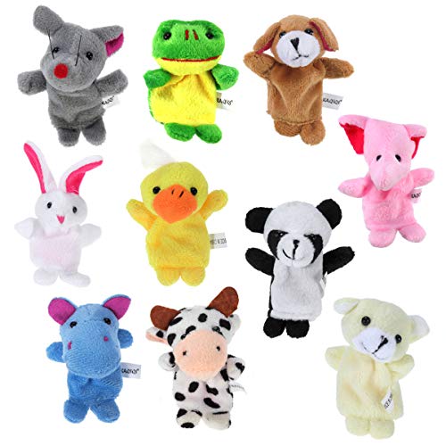 BESPORTBLE 10pcs Finger Puppets, Animal Finger Puppets from Zoo, Farm, Pet, and Sea Cute Finger Doll Props Figures Novelty Toys Gift Animals Finger Puppets Set for Kids