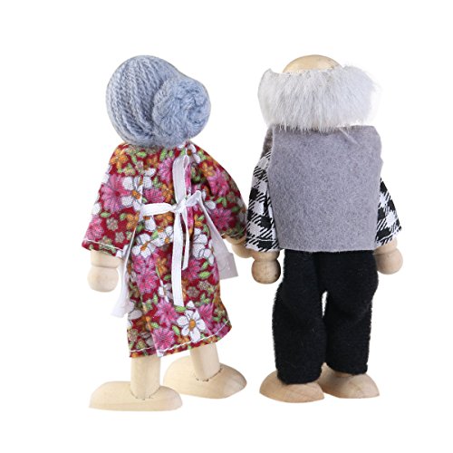 ROSENICE 6pcs Wooden Puppet Toys Cartoon Family Dolls for Children Play House Gift (Random color)