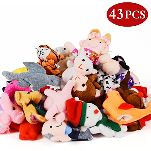 Finger Puppet,43 Pack Assorted Soft Plush Finger Dolls,Cute Velvet Animal,Family,Sea Animal Finger Puppet Toy for Kids Girls Boys Toddlers,Finger Animal Puppet Play Set