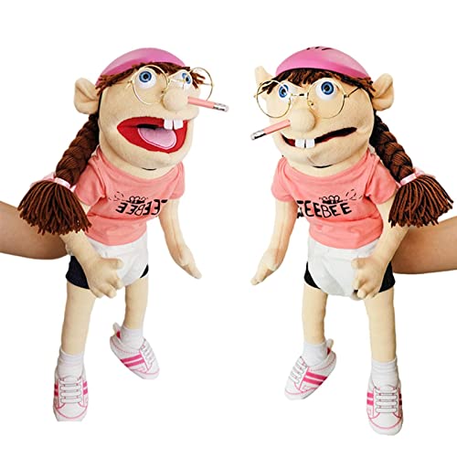 Jeffy's sister Feebee Puppet Plush Toy Doll, 23.6in Mischievous Funny Soft Hand Puppet Toy with Working Mouth, for Kids Girl Boy Role-Play Birthday