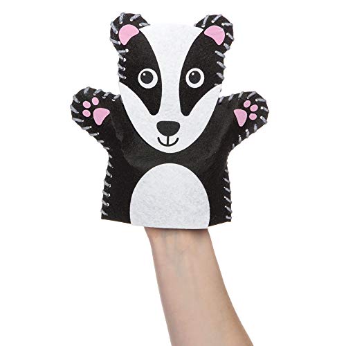 Baker Ross AR637 Woodland Animal Hand Puppet Sewing Kits (Pack of 4) for Kids Arts and Crafts