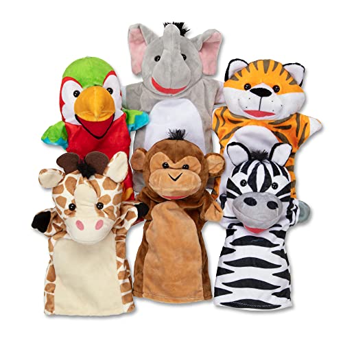 Melissa & Doug Safari Friends Hand Puppets | Puppets & Theaters | Plush Toy Hand Puppets | Soft Toy | 3+ | Gift for Boy or Girl