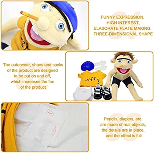 KEECORE Jeffy Soft Plush Toy Hand Puppet for Play House, Mischievous Funny Puppets Toy with Working Mouth,Kid's Gift for Birthday Christmas Halloween Party Teaching Preschool (Jeffy), 58cm