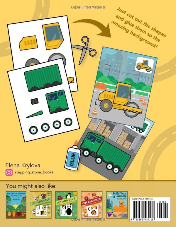 Cut and Glue: Vehicles: Activity Book for Kids 4+: Scissor Skills, Cutting, and Gluing