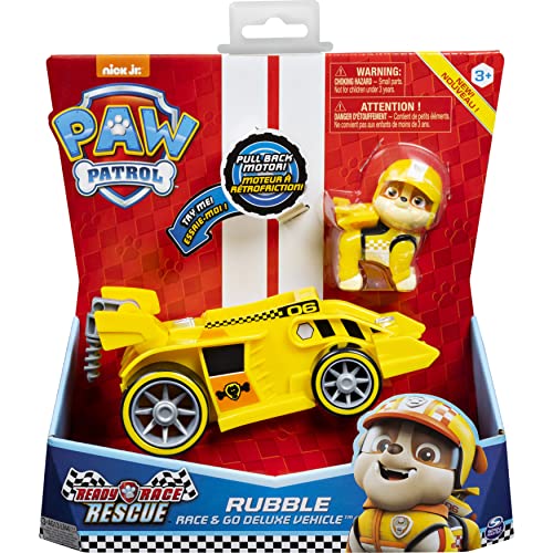 PAW Patrol Ready, Race, Rescue Rubble’s Race & Go Deluxe Vehicle with Sounds, for Kids Aged 3 Years and Over