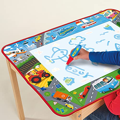 Aquadoodle E73268 Vehicle Adventure Doodle, Official Tomy No Mess Colouring & Drawing Game, Water Play Mat, Magic Pen, Suitable for Toddlers and Children Aged 18 Months+