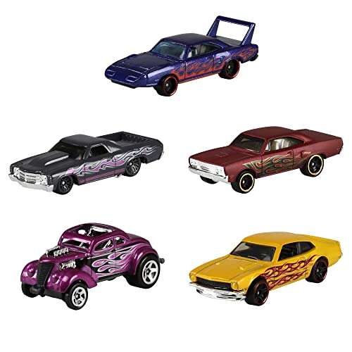 Hot Wheels 5-Car Pack of 1:64 Scale Vehicles, Gift for Collectors & Kids Ages 3 Years Old & Up (Styles May Vary), 1806