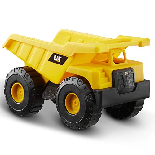 CAT® Construction Dump Truck Vehicle, Indoor and Outdoor Use, Free-Wheeling with Moving Bucket. For Children Aged 3+, Yellow