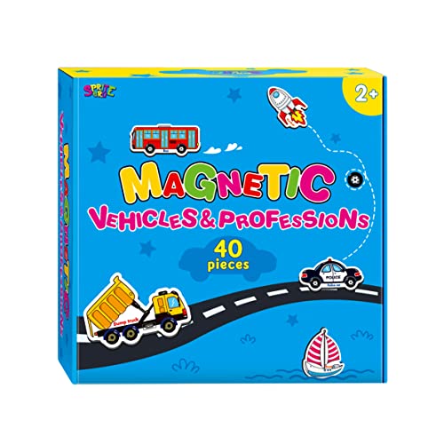 40 PCS Vehicle Magnets, Vehicles and Professions Fridge Foams for Kids-Common Vehicles, Airplane, Boat & Occupations-Magnetic Transport Refrigerator Foams Educational Learning Toys for Toddlers