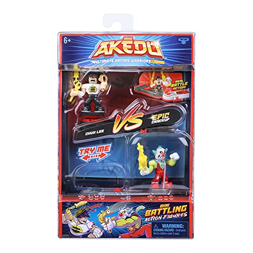 Akedo Ultimate Arcade Warriors Versus Pack Chux Lee Vs Crackup Mini Battling Action Figures Ready, Fight, Split Strike, 5.56 x 10.8 x 8.79 cm