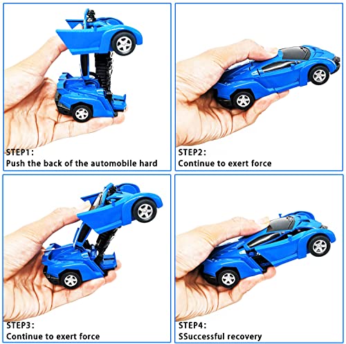 FQDVM kids' Play Vehicles Gifts for 3,4,5,6,7-12 Year Old Boys Girls ，Robot Car Toy Kids 2 in 1 Deformation Car Toy -Best Gift (Blue)