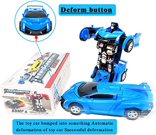 FQDVM kids' Play Vehicles Gifts for 3,4,5,6,7-12 Year Old Boys Girls ，Robot Car Toy Kids 2 in 1 Deformation Car Toy -Best Gift (Blue)