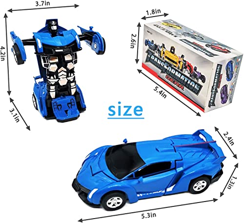 FQDVM kids' Play Vehicles Gifts for 3,4,5,6,7-12 Year Old Boys Girls ，Robot Car Toy Kids 2 in 1 Deformation Car Toy -Best Gift (Blue)