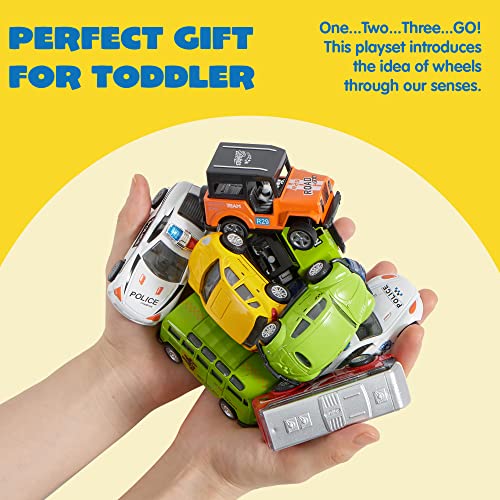 JOYIN 20 Piece Pull Back Die Cast Metal Toy Car Model Vehicle Set for Toddlers, Girls and Boys Kids Play Car Set