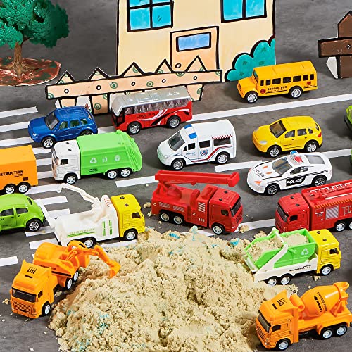 JOYIN 20 Piece Pull Back Die Cast Metal Toy Car Model Vehicle Set for Toddlers, Girls and Boys Kids Play Car Set