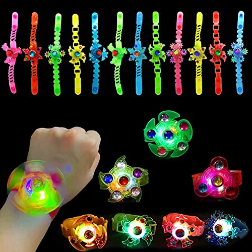 OldShark 12 Pack Light Up Party Favors for Kids, LED Bracelets Glow Light Up Spinner Bracelets for Pinata Fillers Prize Treasure Box Classroom Glow in The Dark Party Supplies Return Gifts