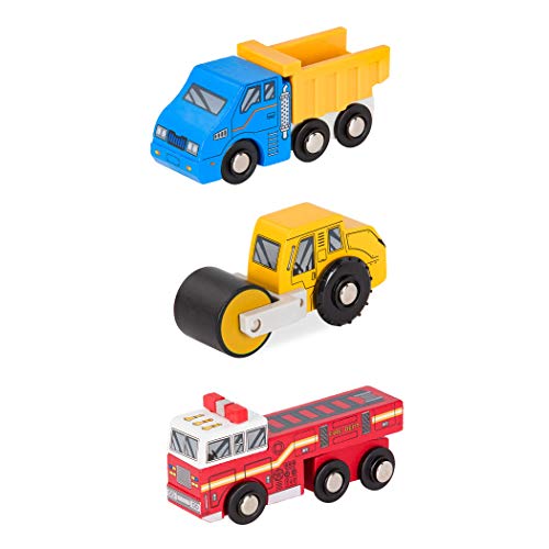 Battat – Wood Cars for Kids – 6pc Toy Vehicle Set – Mini Rescue & Construction Vehicles – Toddler Truck Toys – Wooden Play Cars – Wooden Vehicles Set 2 – 3 Years +