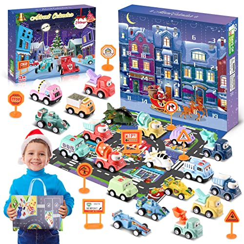 Advent Calendar 2023 Kids, Stfitoh Gifts for 2 3 4 5 6 Year Old Kids Toy Cars for 2-8 Year Old Boys Kids Advent Calendar 2023 Christmas Calendar Toys for 2-8 Year Old Kids Toy Advent Calendar 2023