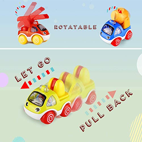 ShinePick Pull Back Cars, Cars Toys for 1 Year Old+ Baby and Toddlers, Push and Go Vehicles Toys, Mini Vehicle Play for Kids, Boys and Girls Christmas Birthday Gift (6 Pcs)