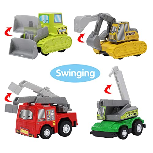 JOYIN 18 Piece Pull Back City Cars and Trucks Toy Vehicles Set Model Car, Friction Powered Die-Cast Cars for Toddlers, Boys, and Girls’ Educational Play