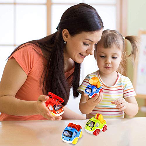 ShinePick Pull Back Cars, Cars Toys for 1 Year Old+ Baby and Toddlers, Push and Go Vehicles Toys, Mini Vehicle Play for Kids, Boys and Girls Christmas Birthday Gift (6 Pcs)