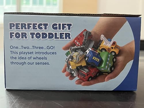 JOYIN 18 Piece Pull Back City Cars and Trucks Toy Vehicles Set Model Car, Friction Powered Die-Cast Cars for Toddlers, Boys, and Girls’ Educational Play