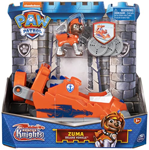 PAW PATROL, Rescue Knights Zuma Transforming Toy Car with Collectible Action Figure, Kids’ Toys for Ages 3 and up