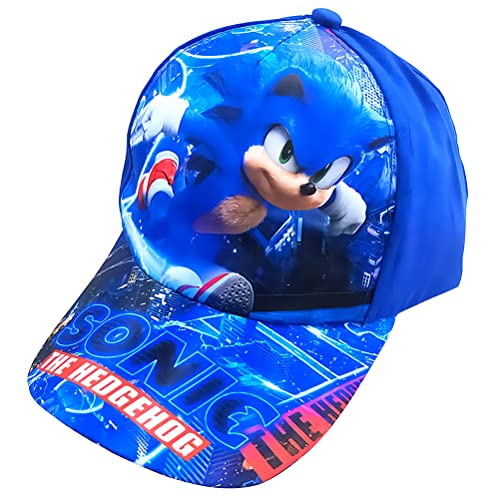 BSNRDX Anime The Hedgehog Costume, Anime The Hedgehog Printing Baseball Cap for Boys Girls Adjustable Kid Hat Flat Brim Hat Children Sun Hat Visor Cap Party Concert Sunscreen Blue