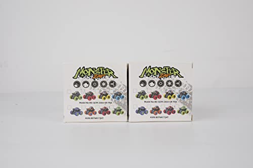 m zimoon Monster Trucks, Pull Back Car Toys 360° Rotation Off-road Friction Powered Vehicle Toy for 3-10 Year Old Boys Girls Kids Birthday Xmas Gift (2 Pack, Green Red)