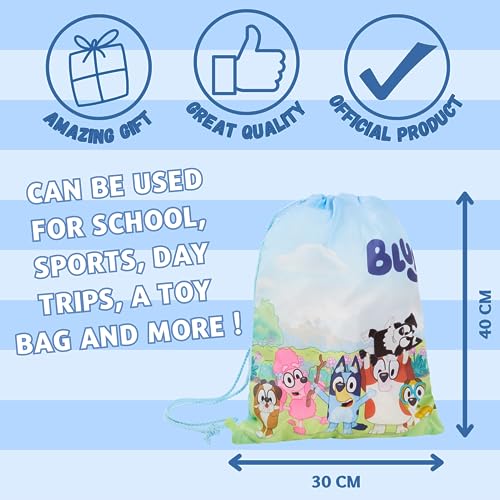 Bluey Drawstring Bag Boys Girls Trainer Pe Kit Gym Bag Childrens Swim Bag Kids School Nursery Backpack