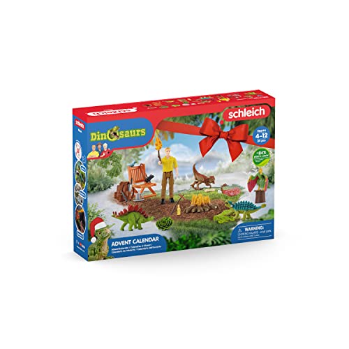 Schleich 98644 Advent Calendar Dinosaurs 2022, for Children from 5 Years, Dinosaurs Play Set