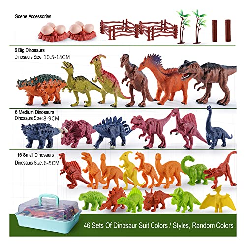 JIAMIAN 46 Pcs Dinosaur Figures Toy For Boy And Girl, Dinosaurs Advent Calendar, Realistic Dinosaur Gift, Educational Toy For 3 Year Olds Ki