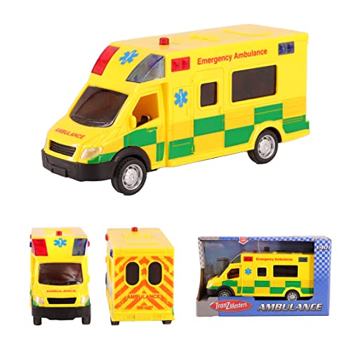 D.A.Y. Republic UK 1:40 Scale Emergency Ambulance Toy With Flashing Lights & Sounds, Friction Powered Play Vehicle, for Boys and Girls
