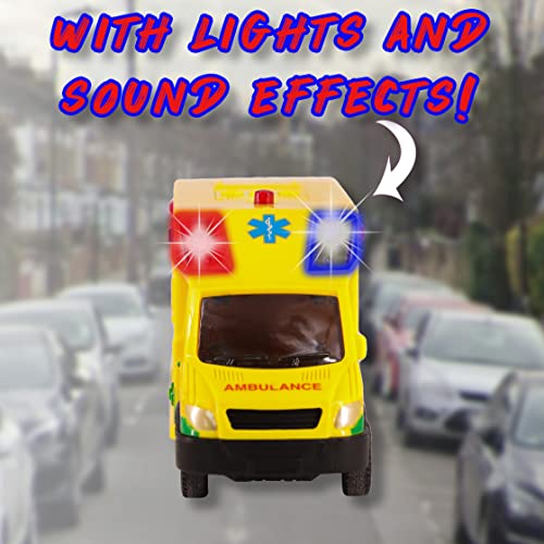 D.A.Y. Republic UK 1:40 Scale Emergency Ambulance Toy With Flashing Lights & Sounds, Friction Powered Play Vehicle, for Boys and Girls