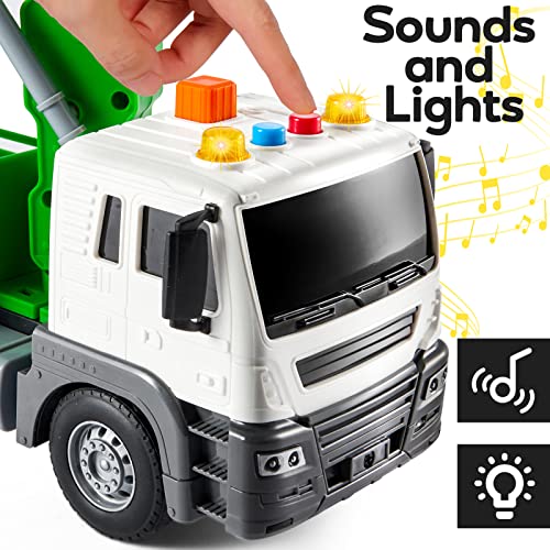 HYAKIDS 1:16 Rescue Wrecker Crane Truck with Race Car Lifting Function for Kids Friction Powered Vehicle Construction Toys Educational Gifts for Boys Girls 3 4 5 Year Old