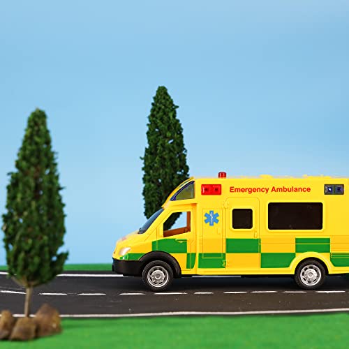 D.A.Y. Republic UK 1:40 Scale Emergency Ambulance Toy With Flashing Lights & Sounds, Friction Powered Play Vehicle, for Boys and Girls