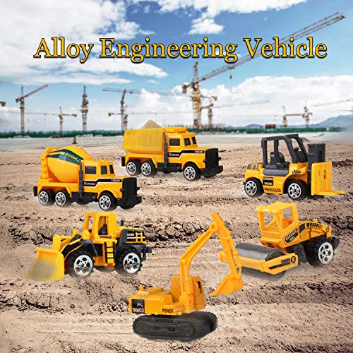 Coolplay Mini Construction Vehicles Kids Little Truck Cars Toy Pack Roller Bulldozers Forklift Excavator Asphalt Car Dump Set for Kids