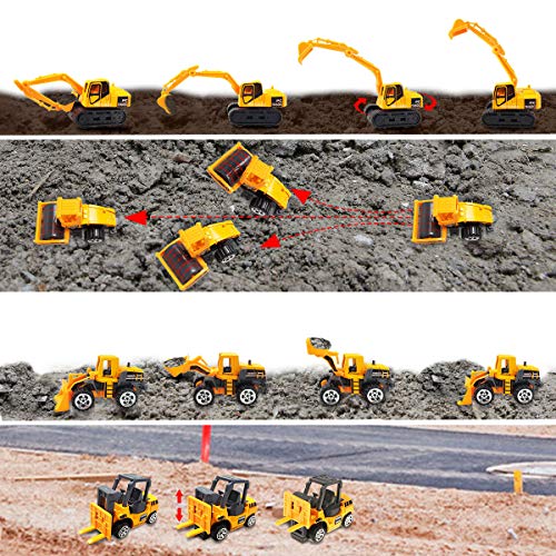 Coolplay Mini Construction Vehicles Kids Little Truck Cars Toy Pack Roller Bulldozers Forklift Excavator Asphalt Car Dump Set for Kids