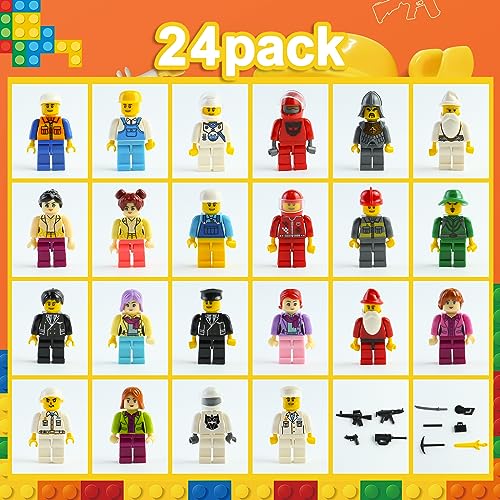 Minifigure Advent Calendar 2023, 24 Day Christmas Calendar with Figures Behind Each Door Christmas Decoration Building Blocks Kids Christmas Countdown Birthday Gifts Surprise Gift