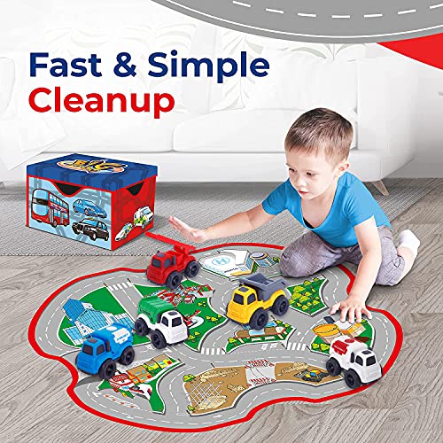 Tippi Kids' Play Vehicles - Set of 5 Trucks & Playmat Set - Police, Ambulance, Fire Engine - Toy Cars For 1,2,3 Year Old Boys - Suitable For 1 Year Olds