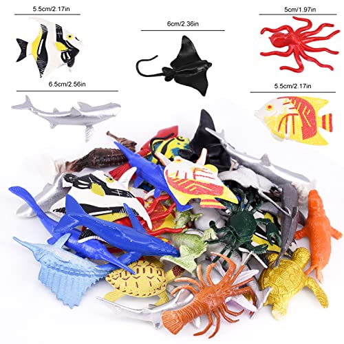 16 Pcs Mini Sea Animal Figures, Realistic Plastic Sea Creatures Toys Sea Life Figures Under The Sea Animals Toys Ocean Animals Figures Wild Animal Bath Toys Kids Animal Toys Learning for Children