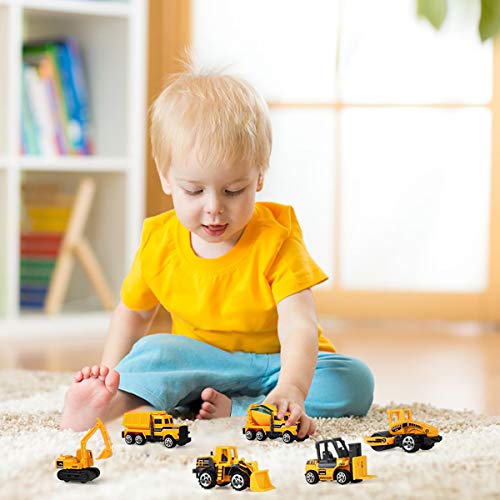 Coolplay Mini Construction Vehicles Kids Little Truck Cars Toy Pack Roller Bulldozers Forklift Excavator Asphalt Car Dump Set for Kids