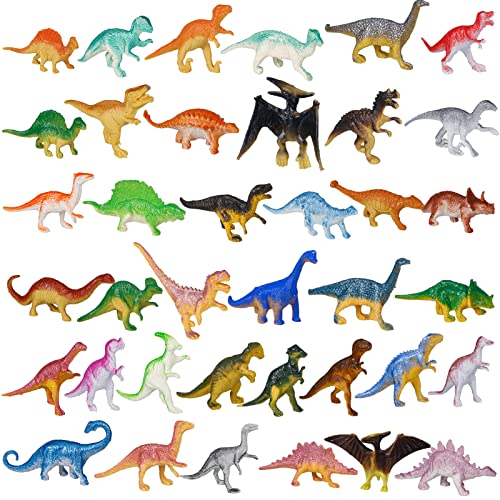 39Pcs Mini Dinosaur Toys, Dinosaurs Play Set Plastic Realist Dinosaur Figures for Kids Cake Topper Dinosaur Party Decorations for Kids